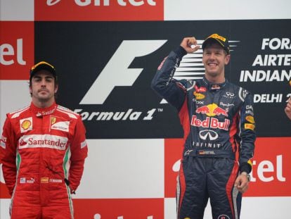 Alonso, Vettel y Webber en el podio