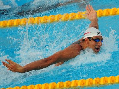 Milorad Cavic, en la semifinal de los 100m mariposa en que batió el récord del mundo que antes tenía Phelps.