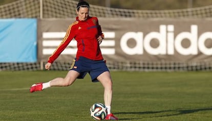 Natalia Pablos, en un entrenamiento con la selección.