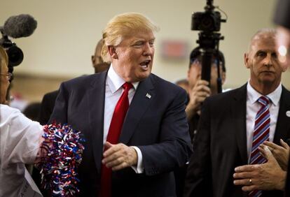 Donald Trump en uno de sus discursos de campaña.