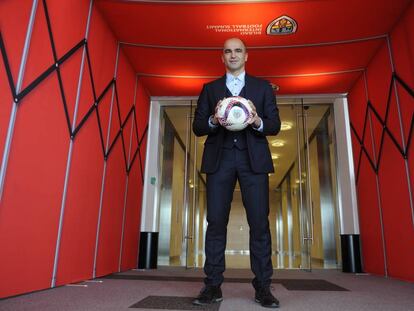 Roberto Martínez, durante el Bilbao International Football Summit en abril.