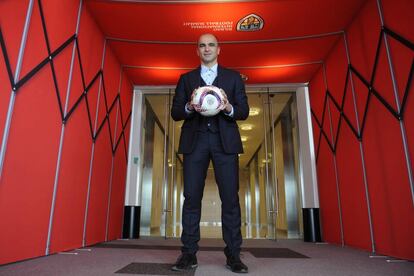 Roberto Martínez, durante el Bilbao International Football Summit en abril.