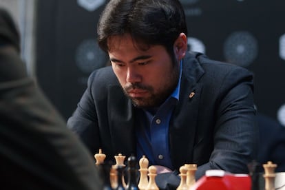 Hikaru Nakamura, durante la partida de hoy