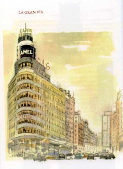 Ilustración de Juan Esplandiú para la obra 'Madrid' de Camilo José Cela.