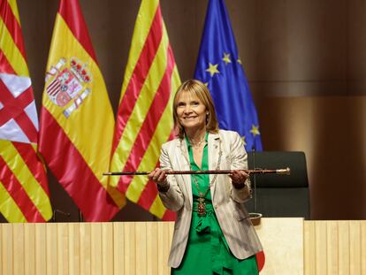 La socialista Lluïsa Moret, en julio, cuando fue elegida presidenta de la Diputación de Barcelona.