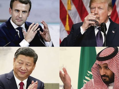 El presidente franc&eacute;s, Emmanuel Macron; el de Estados Unidos, Donald Trump;el l&iacute;der chino, Xi Jinping,y el pr&iacute;ncipe heredero de Arabia Saud&iacute;, Mohamed bin Salm&aacute;n, han sido algunos de los protagonistas internacionales del a&ntilde;o 2017.