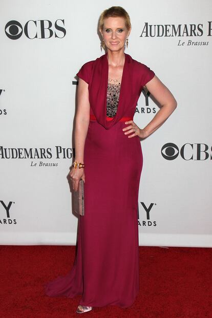 Cynthia Nixon, que luce el cabello casi rapado por exigencias de un guin, llevaba joyas de Fred Leighton.