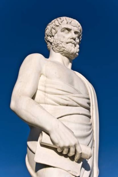 Una escultura de Aristóteles en Estagira, en Macedonia (Grecia). 