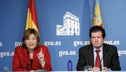 Isabel Bonig y José Ciscar en una comparecencia del Gobierno valenciano.