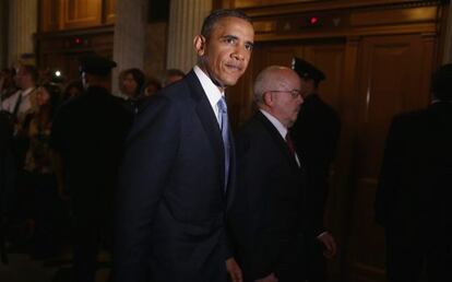 El presidente Obama durante su visita al Congreso este martes.