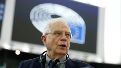 El jefe de la diplomacia europea, Josep Borrell, este martes en el Europarlamento.
