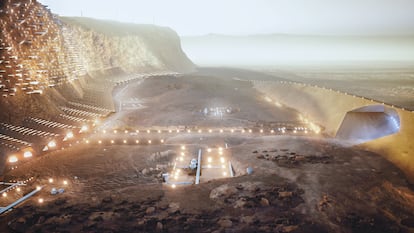 La aventura comenzaría en el año 2050 con el viaje desde la Tierra de un millar de pioneros que fundarían la ciudad. Luego, al crecimiento natural de la población se añadirían nuevos llegados de viajes que aprovecharán el mejor momento según la alineación de los planetas. |