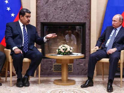 El presidente de Venezuela, Nicolás Maduro, y el presidente de Rusia, Vladímir Putin, durante una reunión en Moscú, en 2018.