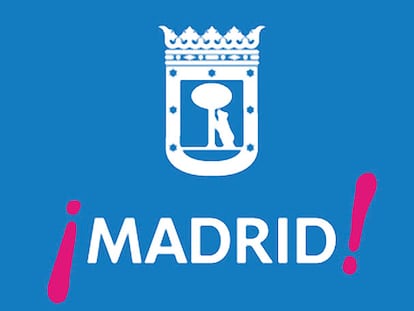 La marca utilizada desde hace años por el Ayuntamiento tiene la palabra Madrid entre signos de admiración en un llamativo color fucsia. Cuando se usa de manera institucional lleva por encima el escudo de la capital con el oso y el madroño.