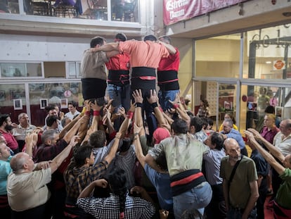 Ensayo de los Castellers de Barcelona antes de la Mercè de 2019, días después de la expulsión.