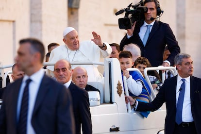 Pope Francis, during his Wednesday audience at the Vatican.