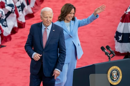 Joe Biden y Kamala Harris, el 29 de mayo en un mitin en Filadelfia (Pensilvania).