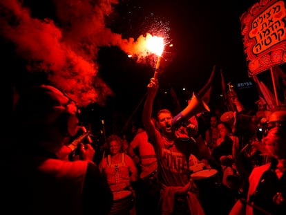 Protestas contra la reforma judicial, este sábado en Tel Aviv.