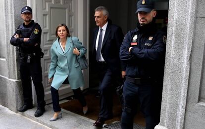Salida del Tribunal Supremo de Carme Forcadell, presidenta del Parlament de Cataluña.
