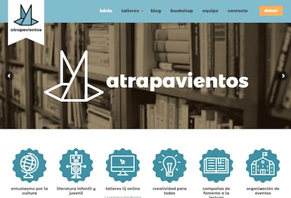 Portada de la web de la asociación Atrapavientos.