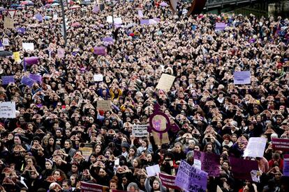 Demonstrators in Bilbao on Friday.