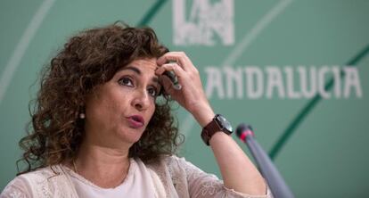 Mar&iacute;a Jes&uacute;s Montero en una rueda de prensa la semana pasada. 