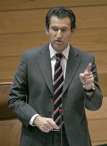 Alberto Núñez Feijóo, ayer en el pleno del Parlamento.