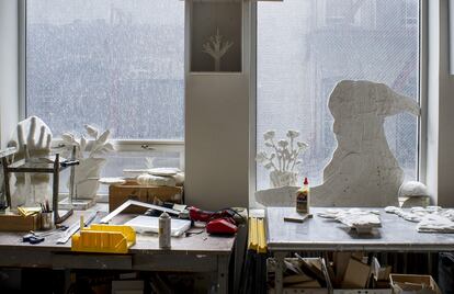 El estudio de escultura de Donald Baechler en Manhattan (Nueva York). 