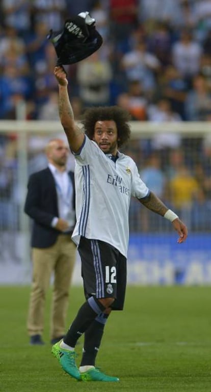 Marcelo celebra el título de Liga en Málaga.