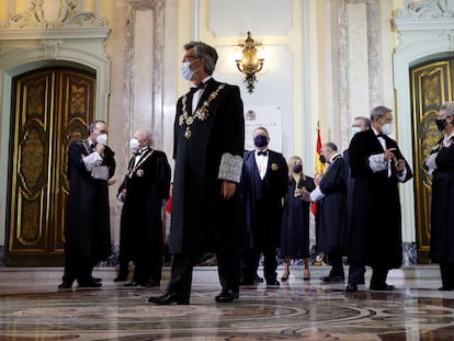 El presidente del CGPJ, Carlos Lesmes, durante la apertura del Año Judicial en el Tribunal Supremo, el 6 de septiembre de 2021.