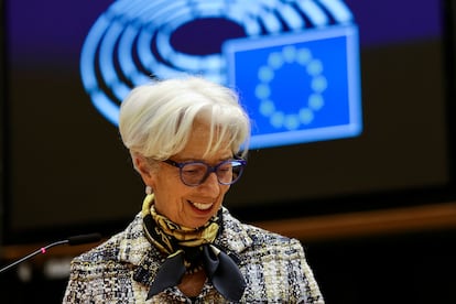 Christine Lagarde, presidenta del BCE, el 8 de febrero en el Parlamento Europeo, en Bruselas.