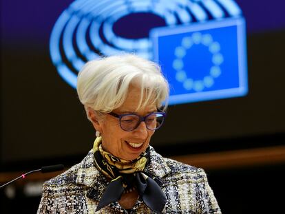 Christine Lagarde, presidenta del BCE, el 8 de febrero en el Parlamento Europeo, en Bruselas.