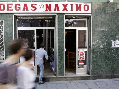 La entrada de Bodegas Lo Máximo el pasado domingo, en Madrid.