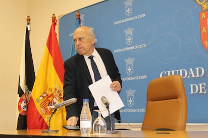 El consejero de Sanidad, Consumo y Gobernación del Gobierno de Ceuta, Javier Guerrero (PP), en una comparecencia en enero de 2021.