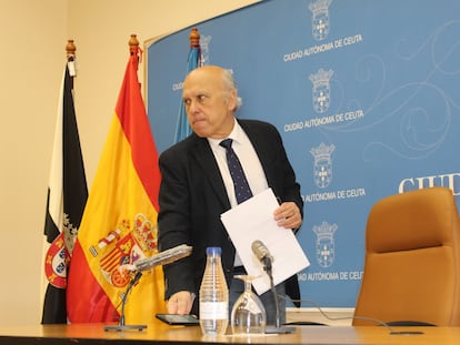 El consejero de Sanidad, Consumo y Gobernación del Gobierno de Ceuta, Javier Guerrero (PP), en una comparecencia en enero de 2021.