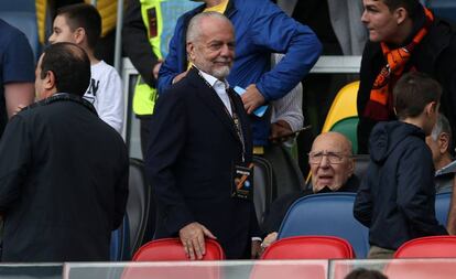 Aurelio de Laurentiis, durante el partido contra la Roma en el Olímpico.