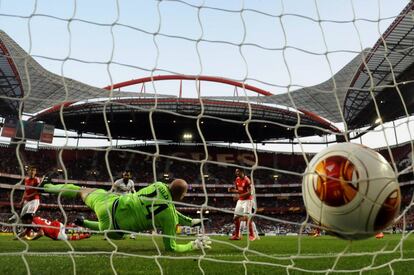 El gol del Benfica durante el partido. 