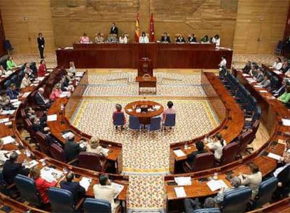 Vista general de la Asamblea de Madrid que ha quedado esta mañana constituida.