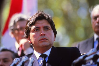 Alan García el 1 de mayo de 1986 en Buenos Aires, Argentina.
