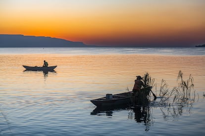Atardecer en el lago Tanganica.
