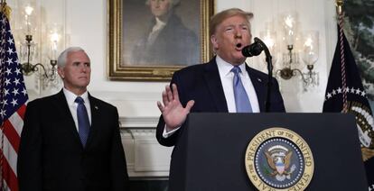 El presidente de EE UU, Donald Trump, y el vicepresidente, Mike Pence, el lunes en Washington DC.