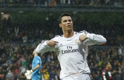 Cristiano celebra su gol al Rayo.