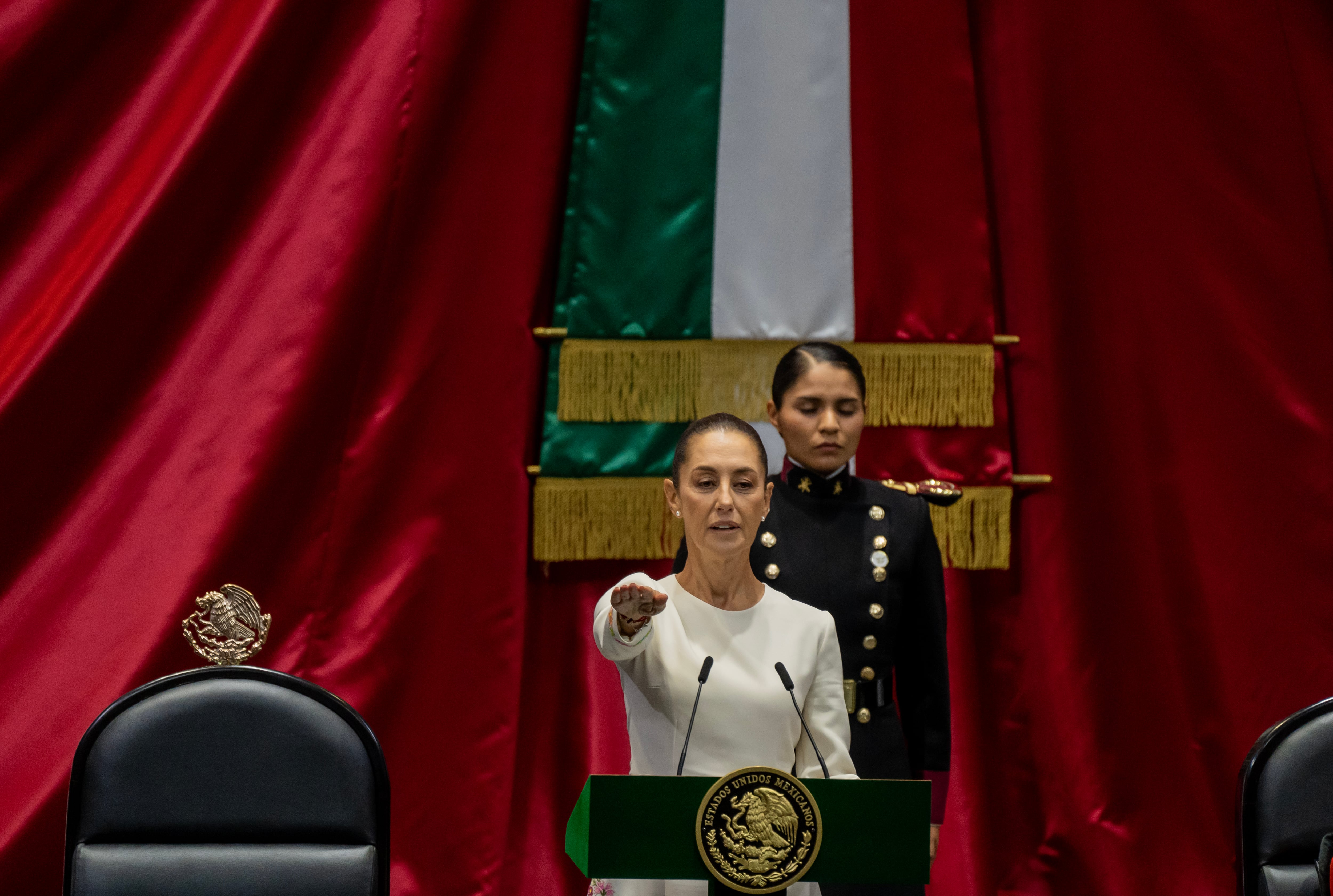 Claudia Sheinbaum toma protesta en la tribuna del Congreso de la Unión como nueva presidenta constitucional de México, el día 01 de octubre de 2024.