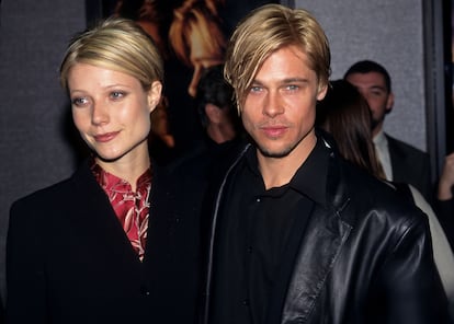 Gwyneth Paltrow and Brad Pitt at the premiere of the film 'The Devil's Own,' in 1997.