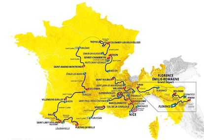 Mapa del recorrido del Tour de Francia 2024