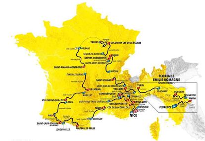 Mapa del recorrido del Tour de Francia 2024