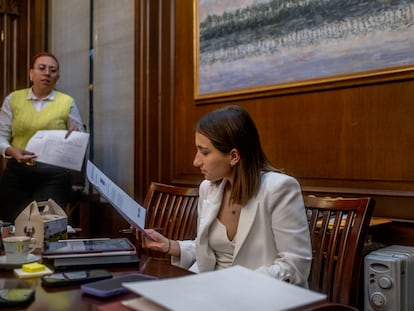 Laura Sarabia en su oficina en el Palacio de Nariño, el pasado 12 de mayo, cuando aún fungía como jefa de Gabinete de Gustavo Petro.