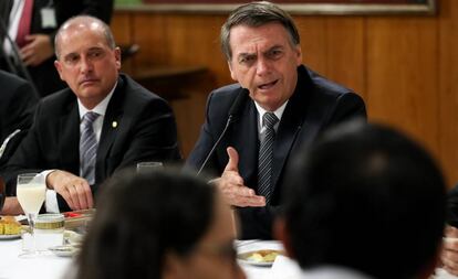 El presidente Jair Bolsonaro, durante un encuentro con corresponsales extranjeros.