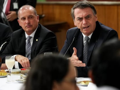 El presidente Jair Bolsonaro, durante un encuentro con corresponsales extranjeros.