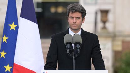 Gabriel Attal, primer ministro de Francia, da este jueves un discurso en la localidad de Viry-Châtillon.